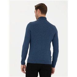 İndigo Melanj Slim Fit Basic Kazak