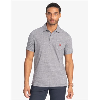 PRINTED END-ON-END STRIPED POLO SHIRT
