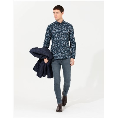 Lacivert Slim Fit Uzun Kollu Gömlek