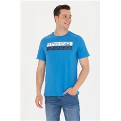 Erkek Saks Bisiklet Yaka Tişört