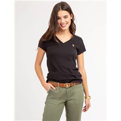 SCALLOP TRIM V-NECK T-SHIRT
