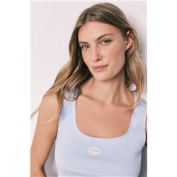 Pijama corto algodón azul escote cuadrado