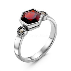 Серьги из чернёного серебра с нат.гранатом и марказитами 925 пробы HE1520-AFG-LK