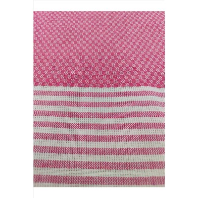 Peştanoz Peştemal, %100 Pamuk ,kareli Desen Pembe, Plaj Havlusu , Banyo Havlusu