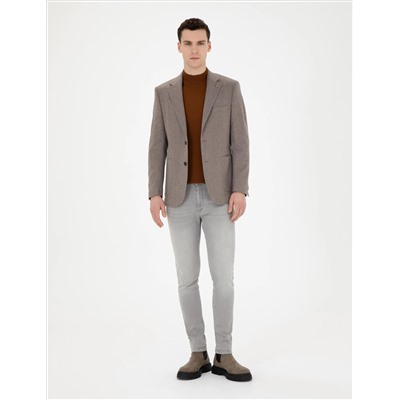 Açık Kahverengi Slim Fit Ceket