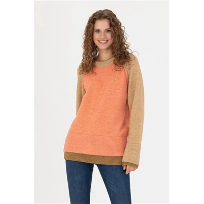 Kadın Somon Bisiklet Yaka Kazak