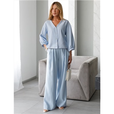 Брюки палаццо с защипами из плотного лиоцелла