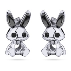 Серьги Зая (кристаллы SW черные, гематит; покрытие родий), Есть комплект