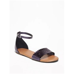 Perforated Faux-Leather Sandals for Girls