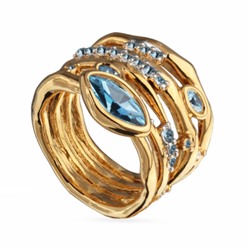 Кольцо Эйва (кристаллы SW аквамарин; покрытие золото, родий), Есть комплект