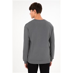 Erkek Gri Basic Sweatshirt