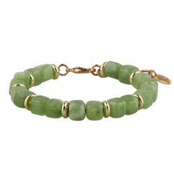 Браслет Селена (кварц ярко-зеленый 7-8мм; покрытие золото) 17-20см, Есть комплект