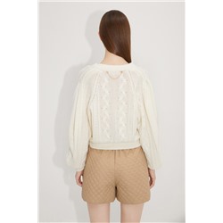 Cárdigan de lana y mohair Crudo