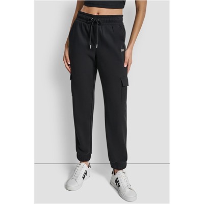 HIGH-RISE STUDDED LOGO SLIM JOGGER