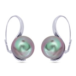 Серьги (Майорка 16мм серо-коричневая; покрытие родий), Есть комплект