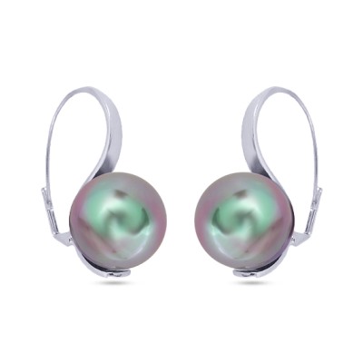 Серьги (Майорка 16мм серо-коричневая; покрытие родий), Есть комплект