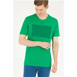 Erkek Yeşil Bisiklet Yaka Tişört