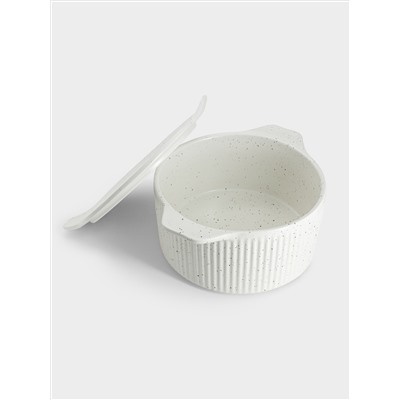 Кастрюля, 3 л, с крышкой, фарфор P, круглая, молочная, в крапинку, Speckle