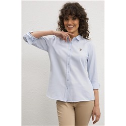 Kadın Açık Mavi Uzun Kollu Basic Gömlek