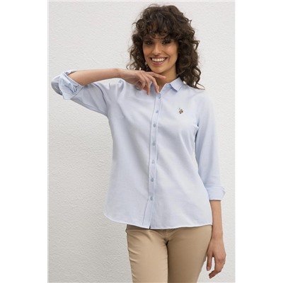 Kadın Açık Mavi Uzun Kollu Basic Gömlek