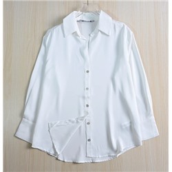 Шелковистая блестящая атласная свободная повседневная рубашка с длинными рукавами  ЗАР*А