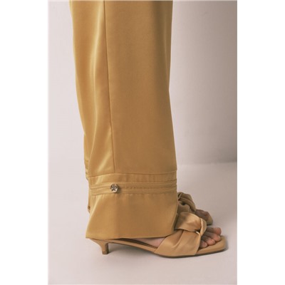 Pijama camisero largo satén mostaza