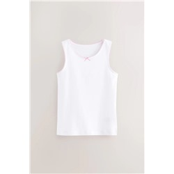 White Heart Lace Trim Vests 5 Pack (1.5-16yrs)