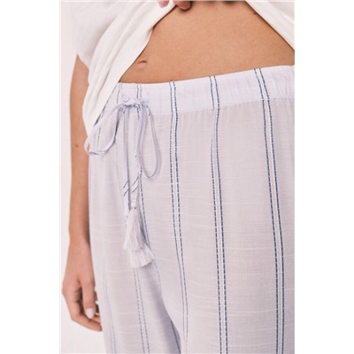 Pijama largo lila manga corta algodón rayas