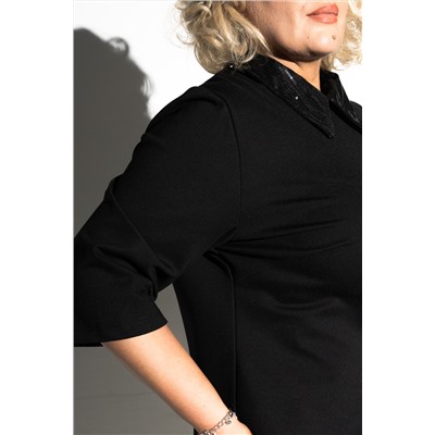 Платье с пайеточным воротом