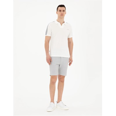 Gri Slim Fit Gofre Dokuma Şort