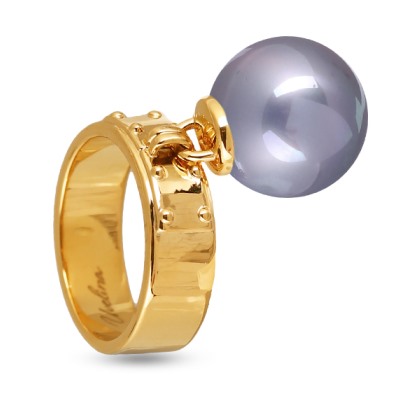 Кольцо (Майорка 14мм серо-голубая; покрытие золото), Есть комплект