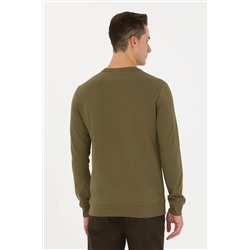 Erkek Haki Bisiklet Yaka Sweatshirt