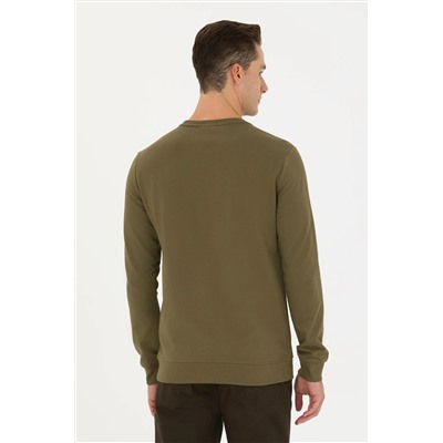 Erkek Haki Bisiklet Yaka Sweatshirt