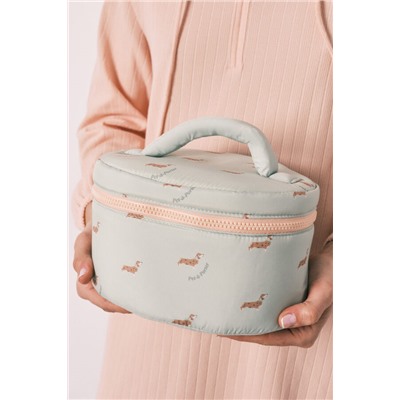 Neceser mediano verde estampado perritos