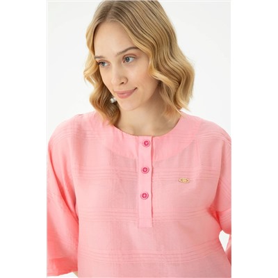 Kadın Pembe Kısa Kollu Gömlek