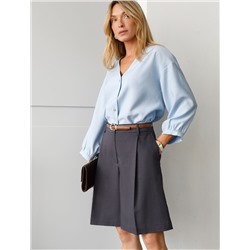 Укороченная блузка с V вырезом из плотного лиоцелла