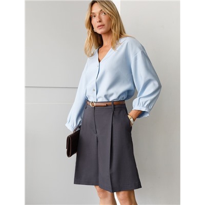 Укороченная блузка с V вырезом из плотного лиоцелла