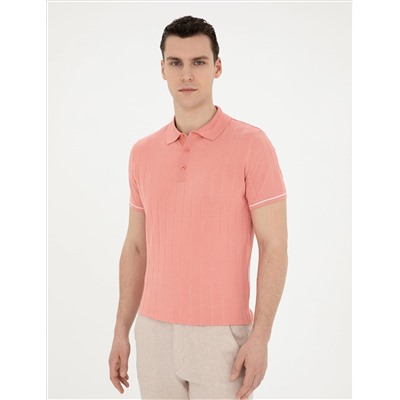 Kırmızı Slim Fit Düğmeli Polo Yaka Triko Tişört
