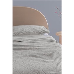 Marjolaina %100 Pamuk King Size Yatak Örtüsü - Gri