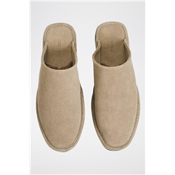 Zapatillas de casa forradas de nobuk Beige