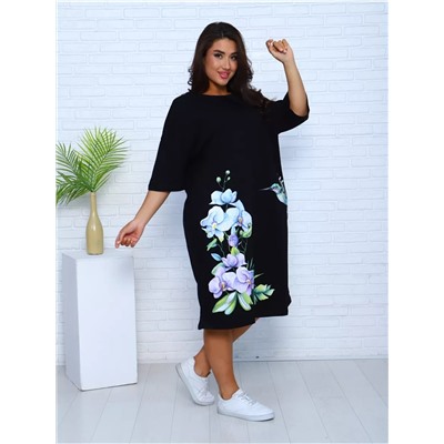 Удлиненная футболка хлопок с принтом Арт. 1092