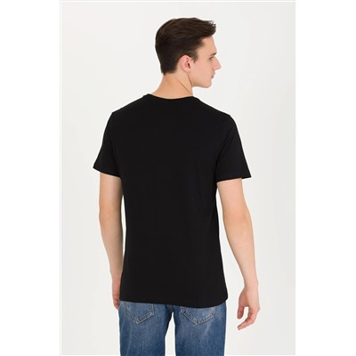 Erkek Siyah Basic Bisiklet Yaka Tişört