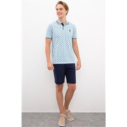 Erkek Açık İndigo Polo Yaka Tişört
