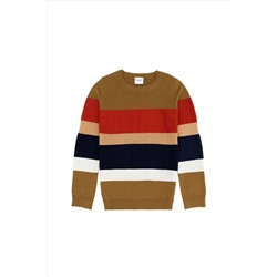 Erkek Çocuk Açık Haki Bisiklet Yaka Kazak