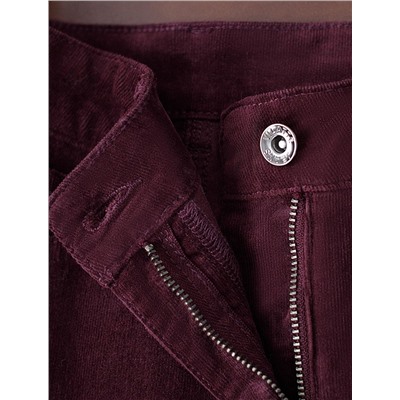 Укороченные эластичные брюки слим из микро вельвета