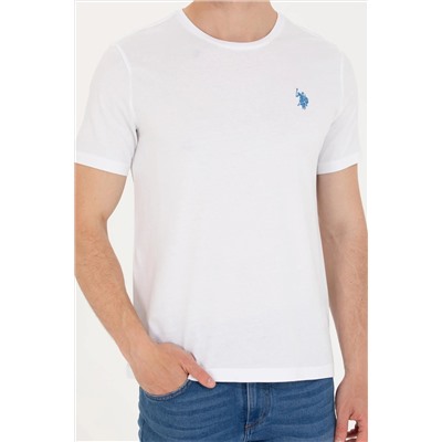 Erkek Beyaz Bisiklet Yaka Tişört