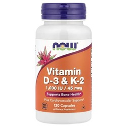NOW Foods, Vitamin D-3 & K-2, 120 Capsules