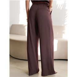 Свободные брюки палаццо на эластичном поясе изо льна с вискозой