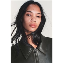 LEATHER EFFECT JACKET WITH ELASTICATED DETAILS