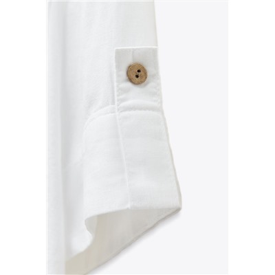 CROPPED LINEN BLEND SHIRT